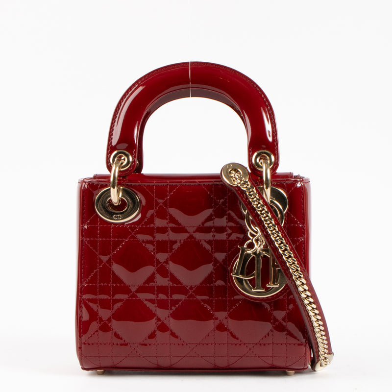 Shop the authentic Christian Dior Cerise Patent Leather Mini Lady Dior Bag on Labellov.com !