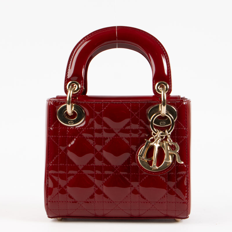 Shop the authentic Christian Dior Cerise Patent Leather Mini Lady Dior Bag on Labellov.com !