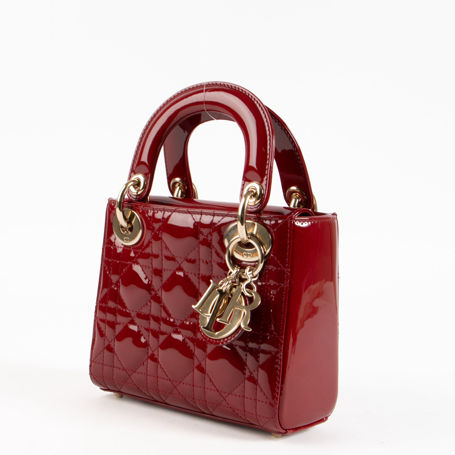 Shop the authentic Christian Dior Cerise Patent Leather Mini Lady Dior Bag on Labellov.com !