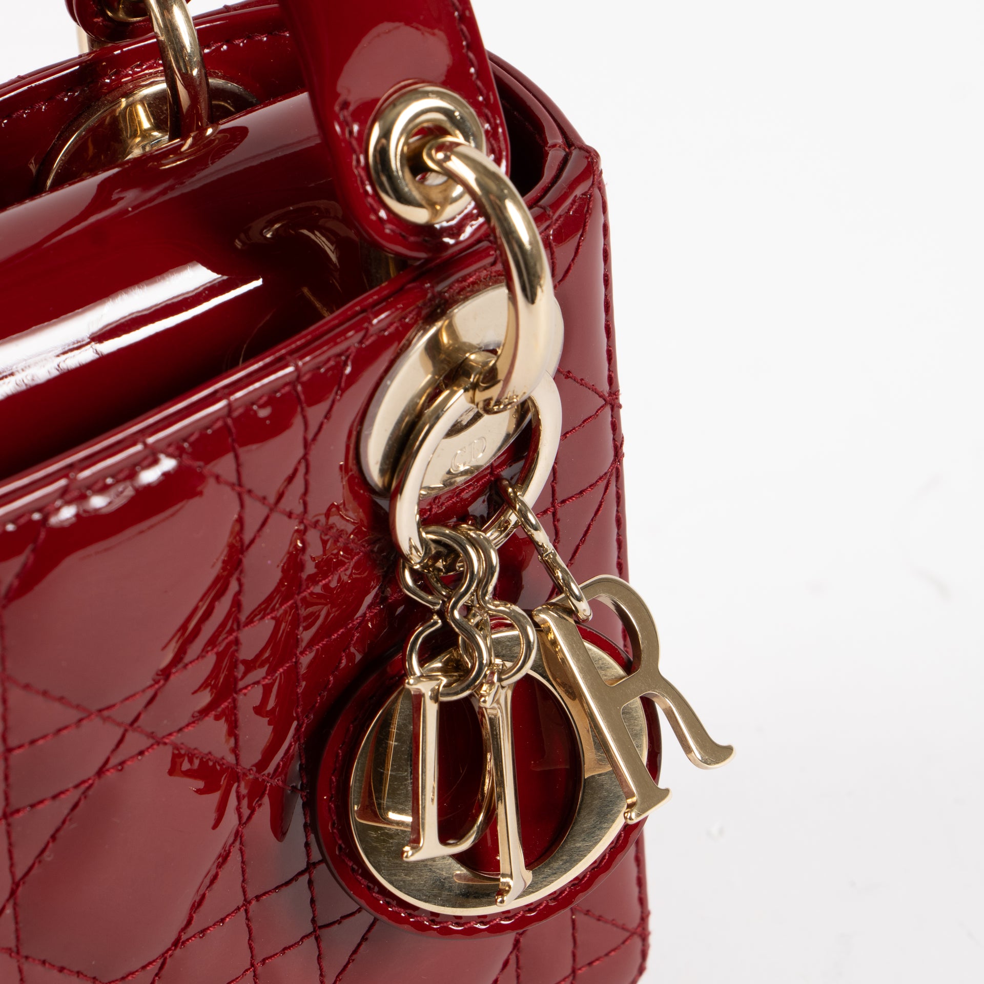 Shop the authentic Christian Dior Cerise Patent Leather Mini Lady Dior Bag on Labellov.com !