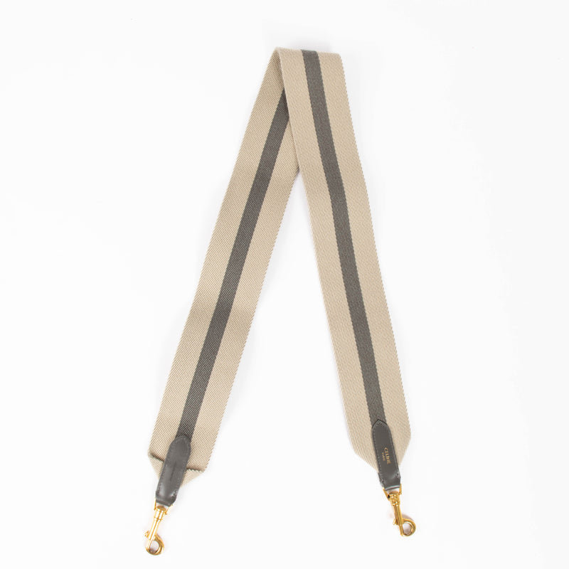Celine Taupe Striped Canvas Strap