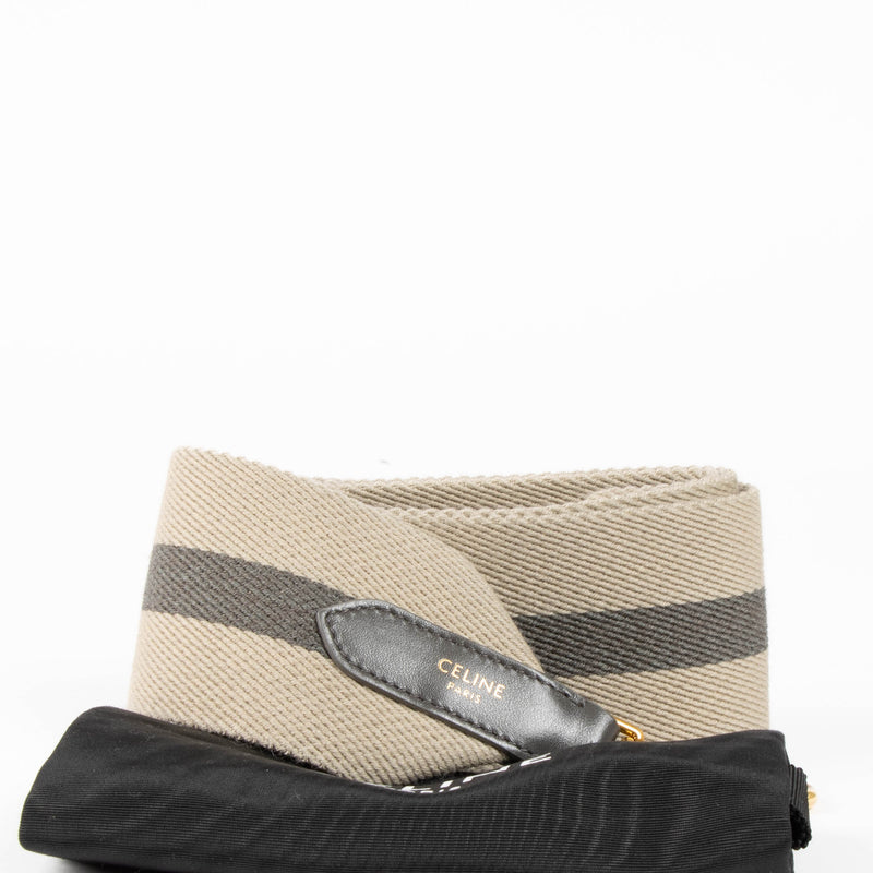 Celine Taupe Striped Canvas Strap