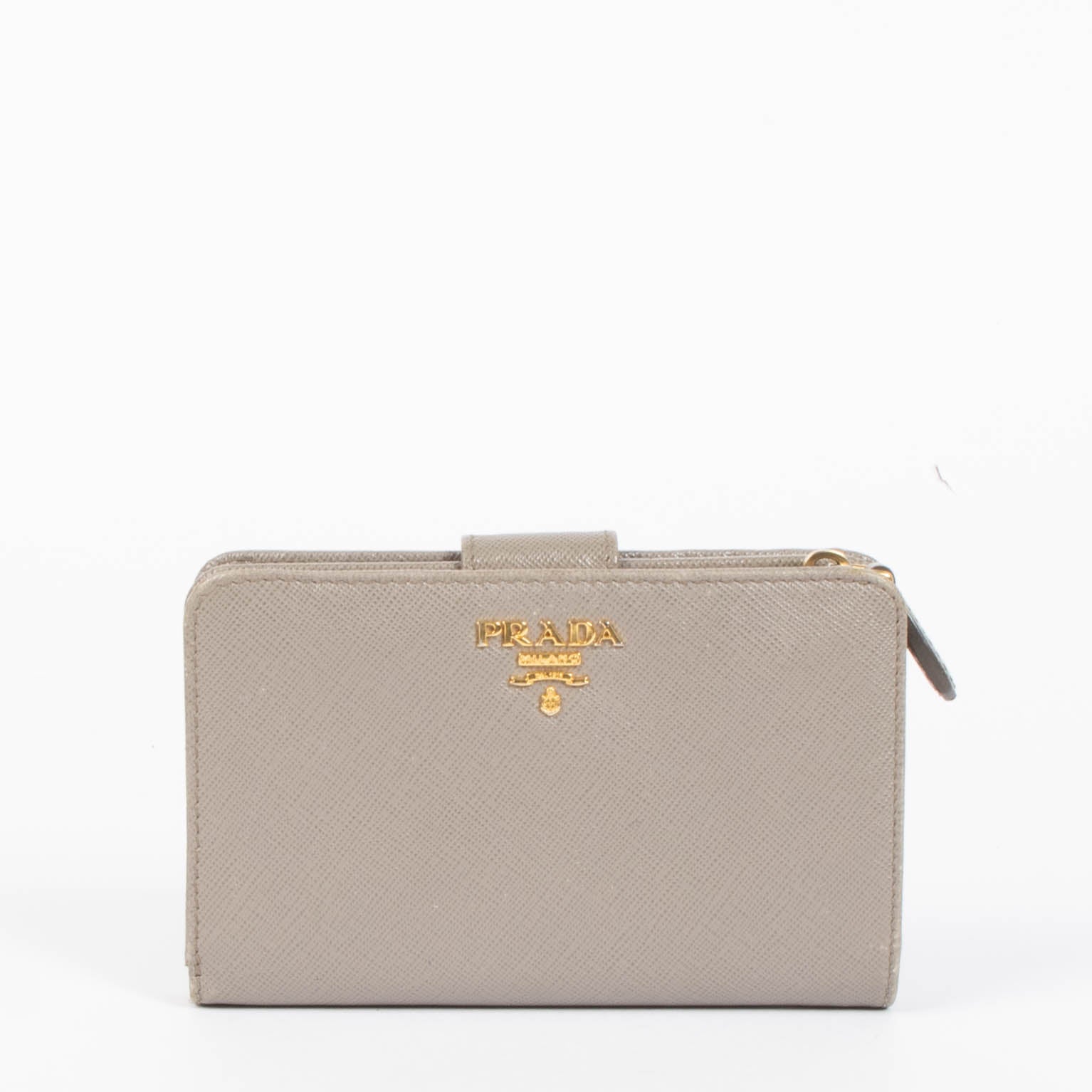 Shop the authentic Prada Taupe Saffiano Wallet second hand on Labellov.com