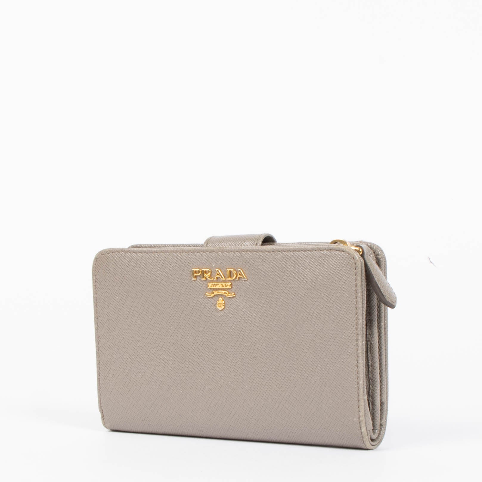 Shop the authentic Prada Taupe Saffiano Wallet second hand on Labellov.com