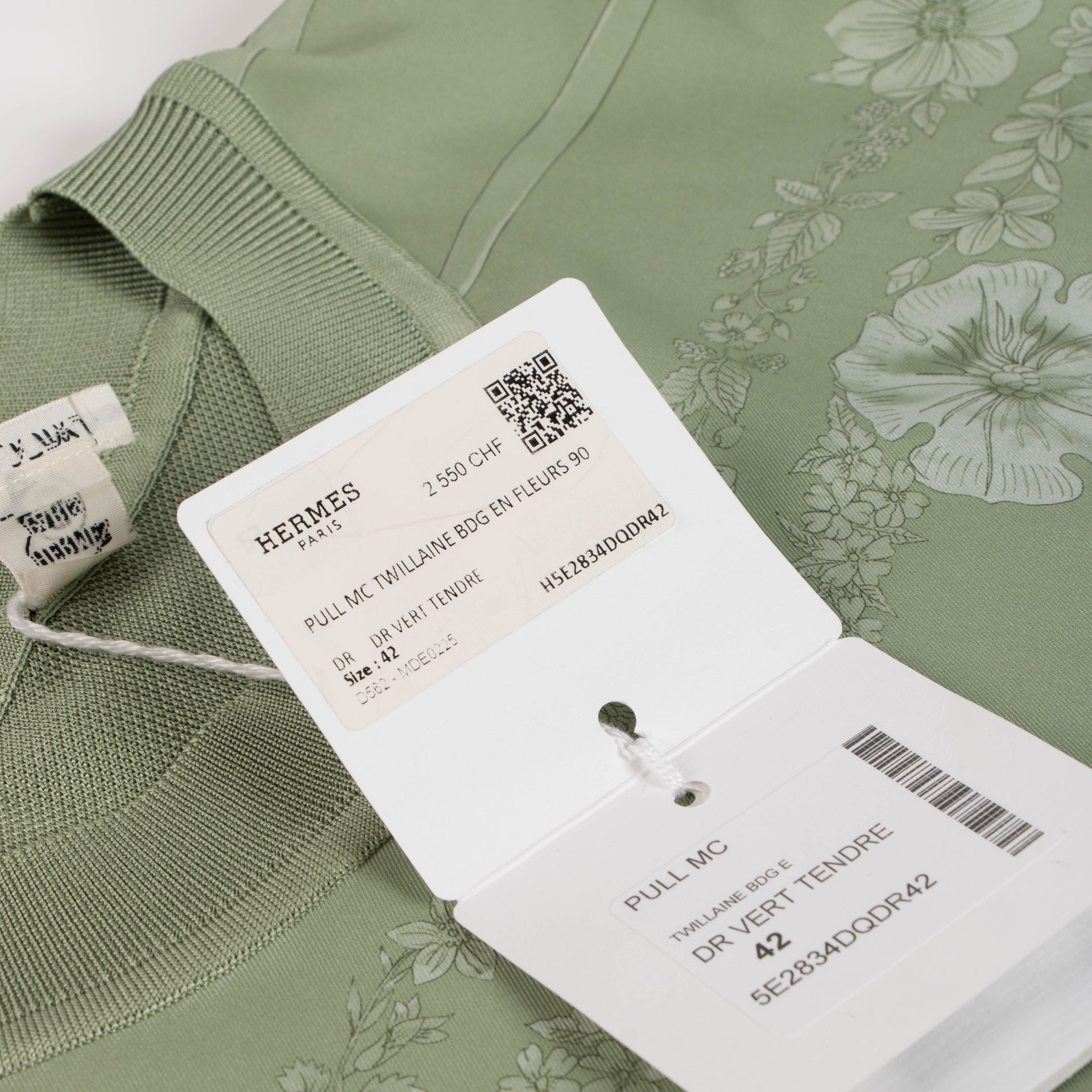 Hermès Vert Tendre Brides de Gala en Fleurs Twillaine Top