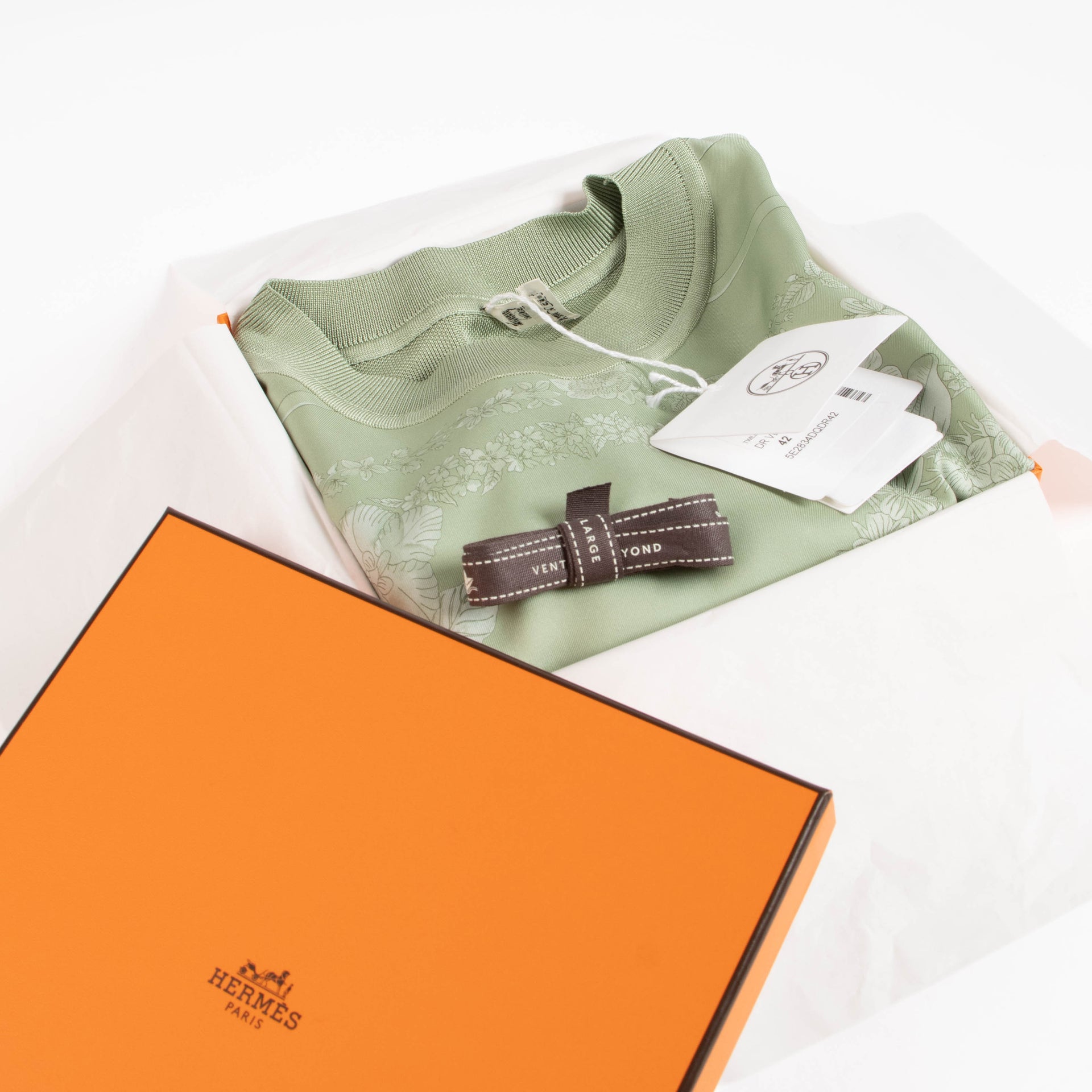 Hermès Vert Tendre Brides de Gala en Fleurs Twillaine Top