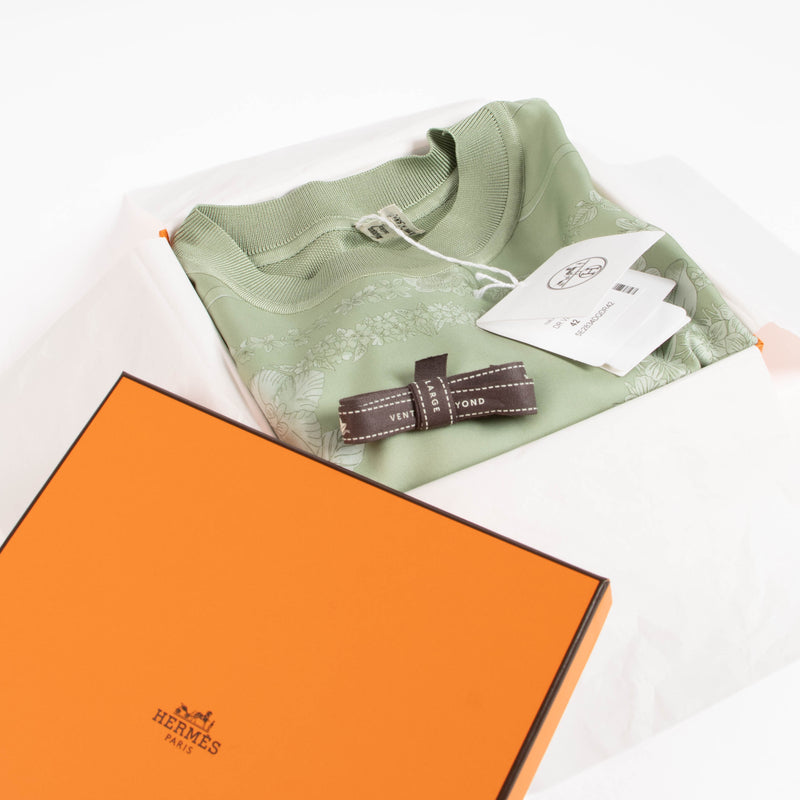 Hermès Vert Tendre Brides de Gala en Fleurs Twillaine Top