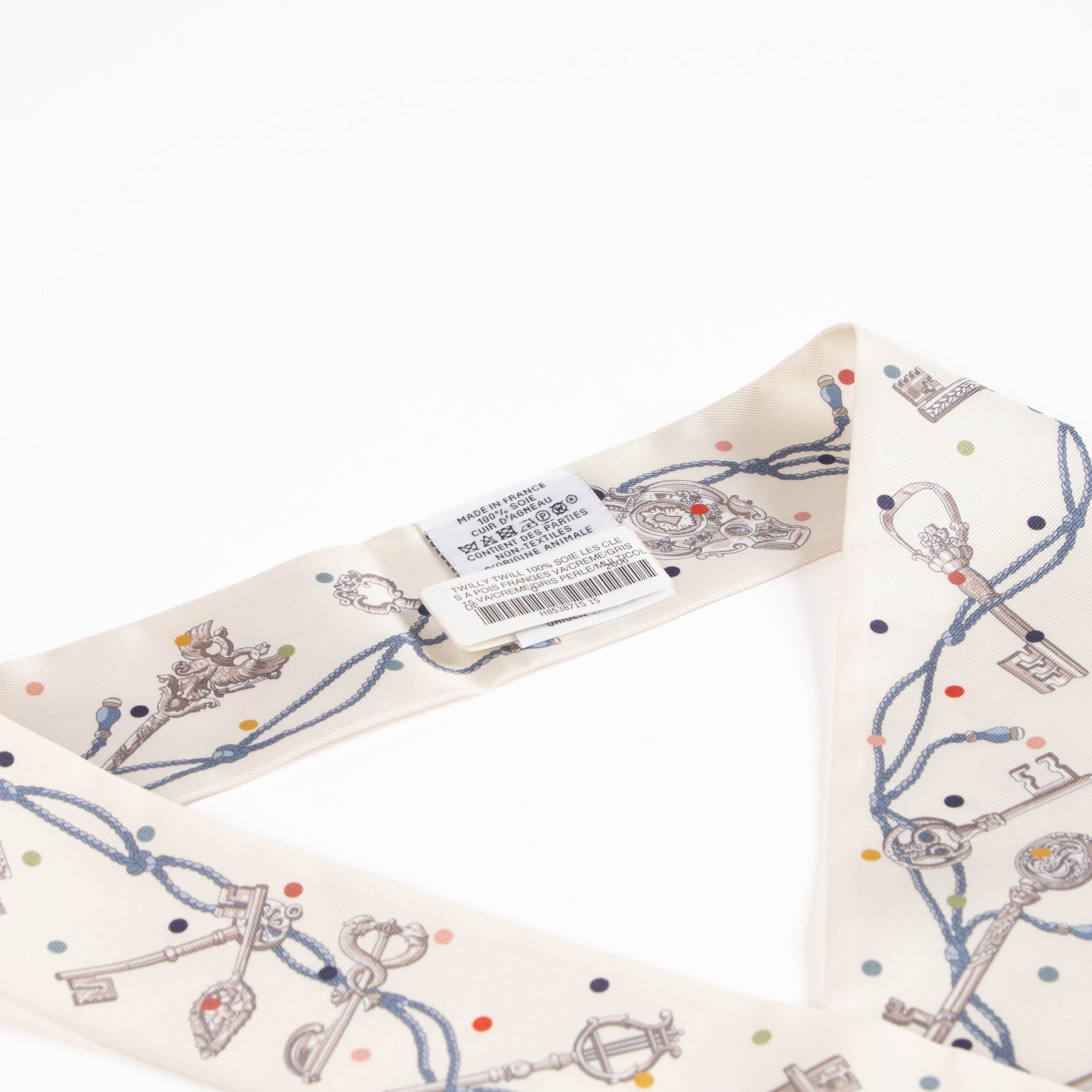Hermès Soie Les Cles à Pois Franges Twilly