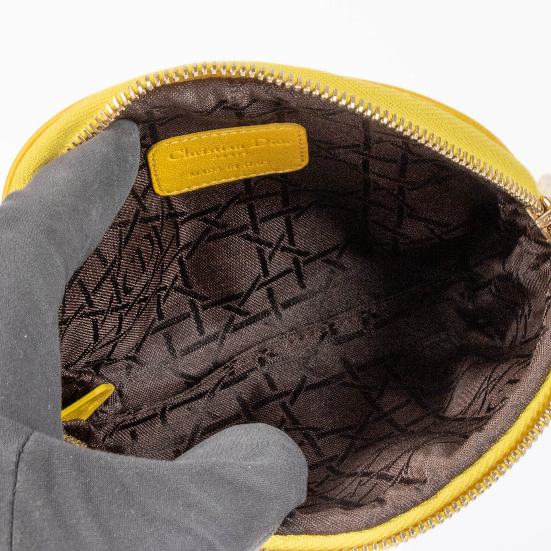 Christian Dior Yellow Cannage Pouch