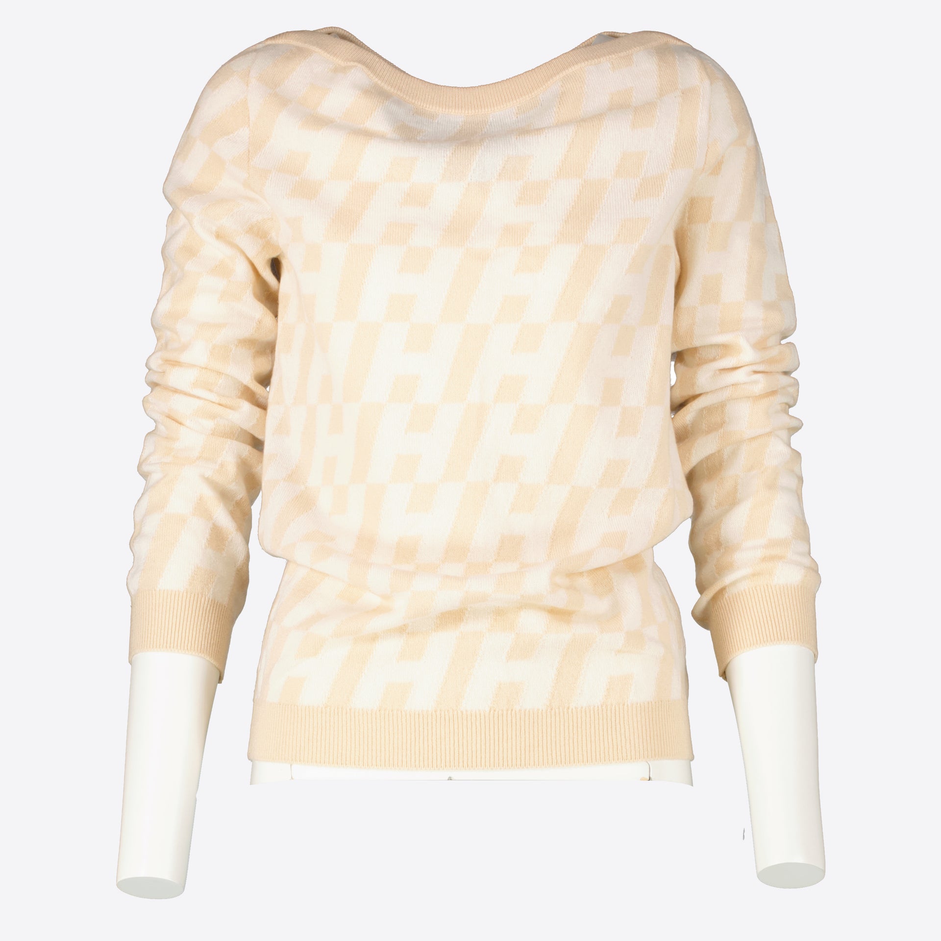 Shop authentic Hermès Beige Bateau Cashmere Ecossais H Sweater on Labellov.com.