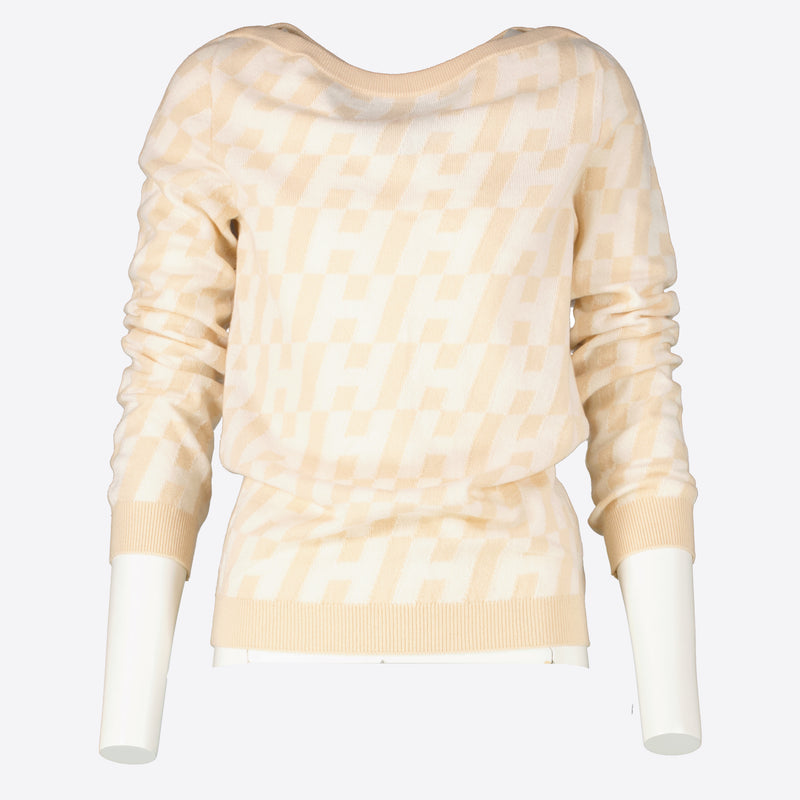 Shop authentic Hermès Beige Bateau Cashmere Ecossais H Sweater on Labellov.com.