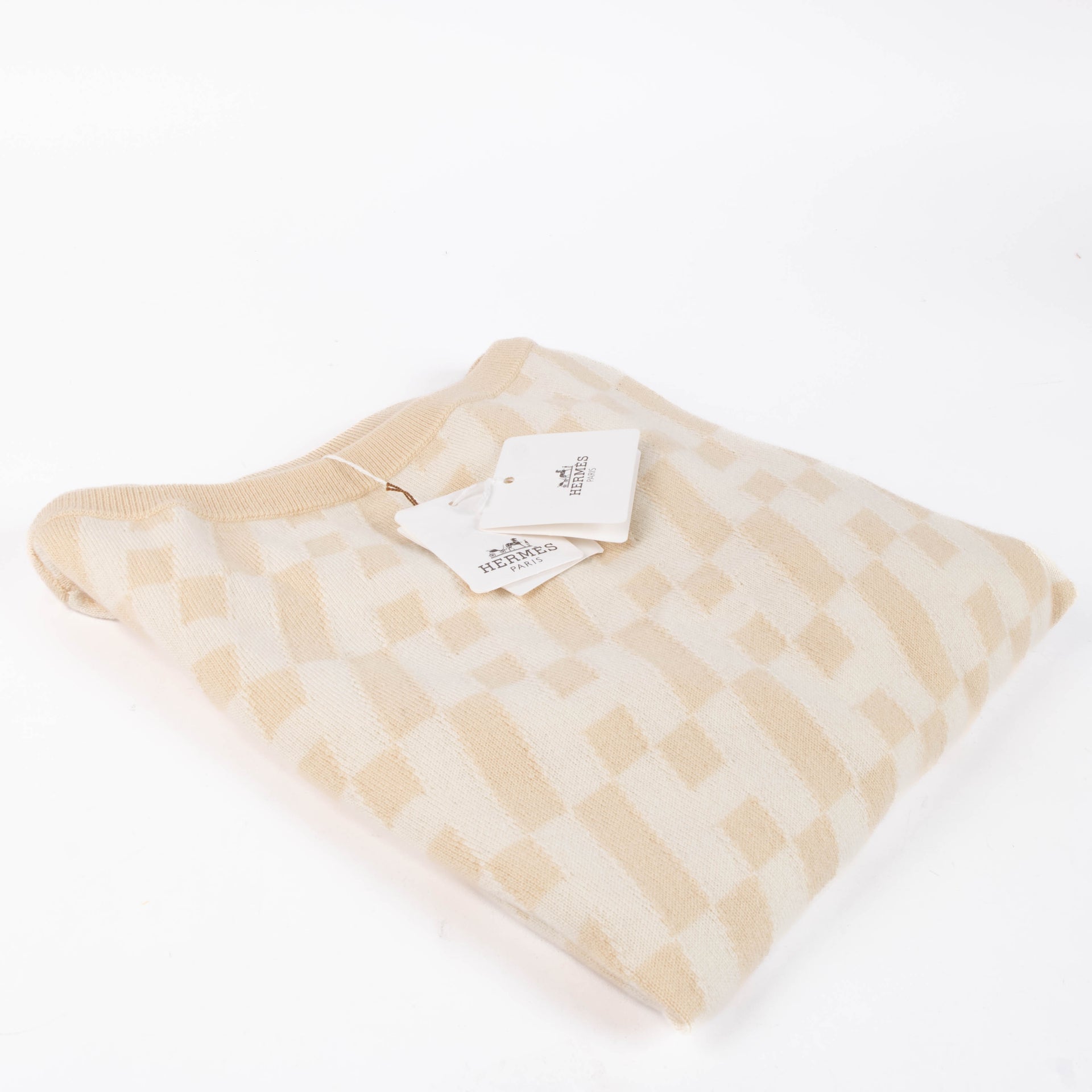 Shop authentic Hermès Beige Bateau Cashmere Ecossais H Sweater on Labellov.com.