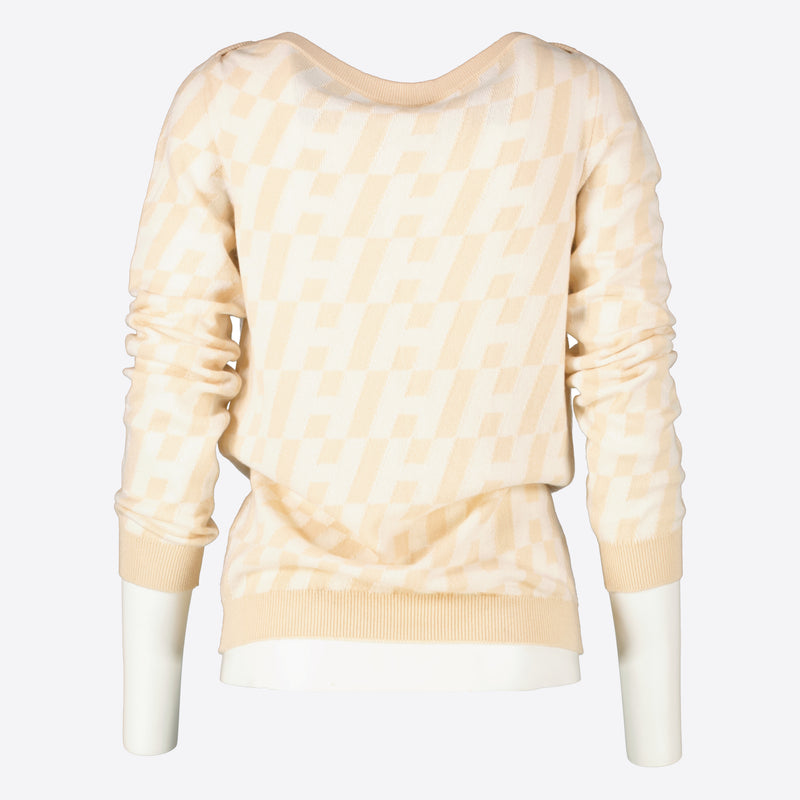 Shop authentic Hermès Beige Bateau Cashmere Ecossais H Sweater on Labellov.com.