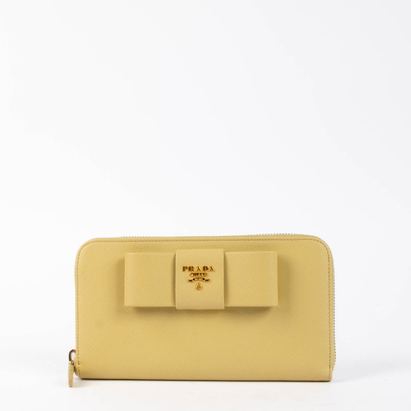 Shop the authentic Prada Polline Yellow Saffiano Wallet brand new on Labellov.com
