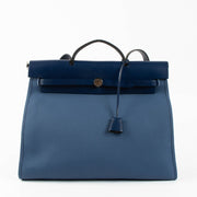 Shop the authentic Hermes Herbag Zip 39 Bleu Brighton/Bleu Saphir Canvas/Leather PHW second hand on Labellov.com