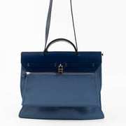 Shop the authentic Hermes Herbag Zip 39 Bleu Brighton/Bleu Saphir Canvas/Leather PHW second hand on Labellov.com