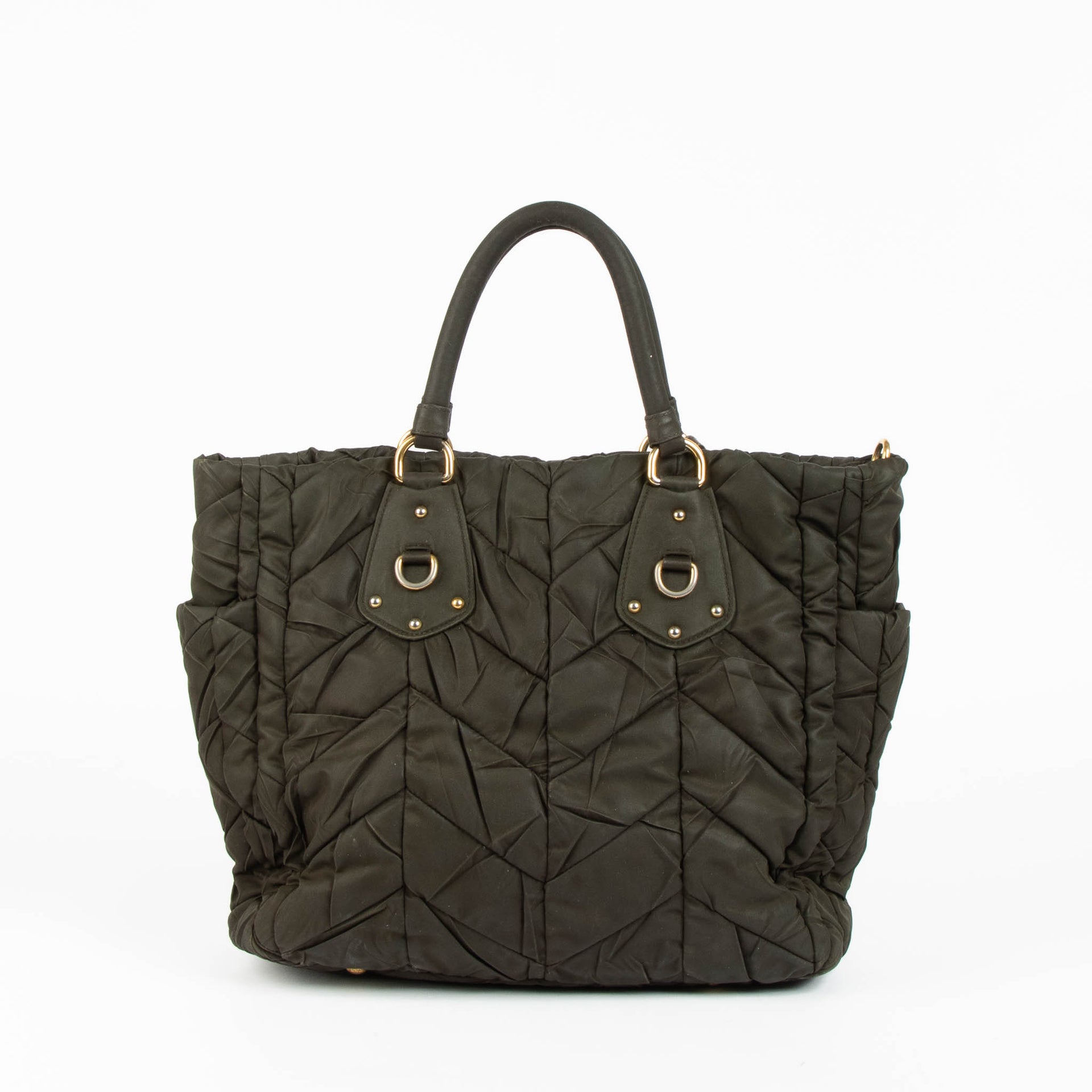 Shop this 100% authentic Prada Green Quilted Tessuto Tote Bag at Labellov.com