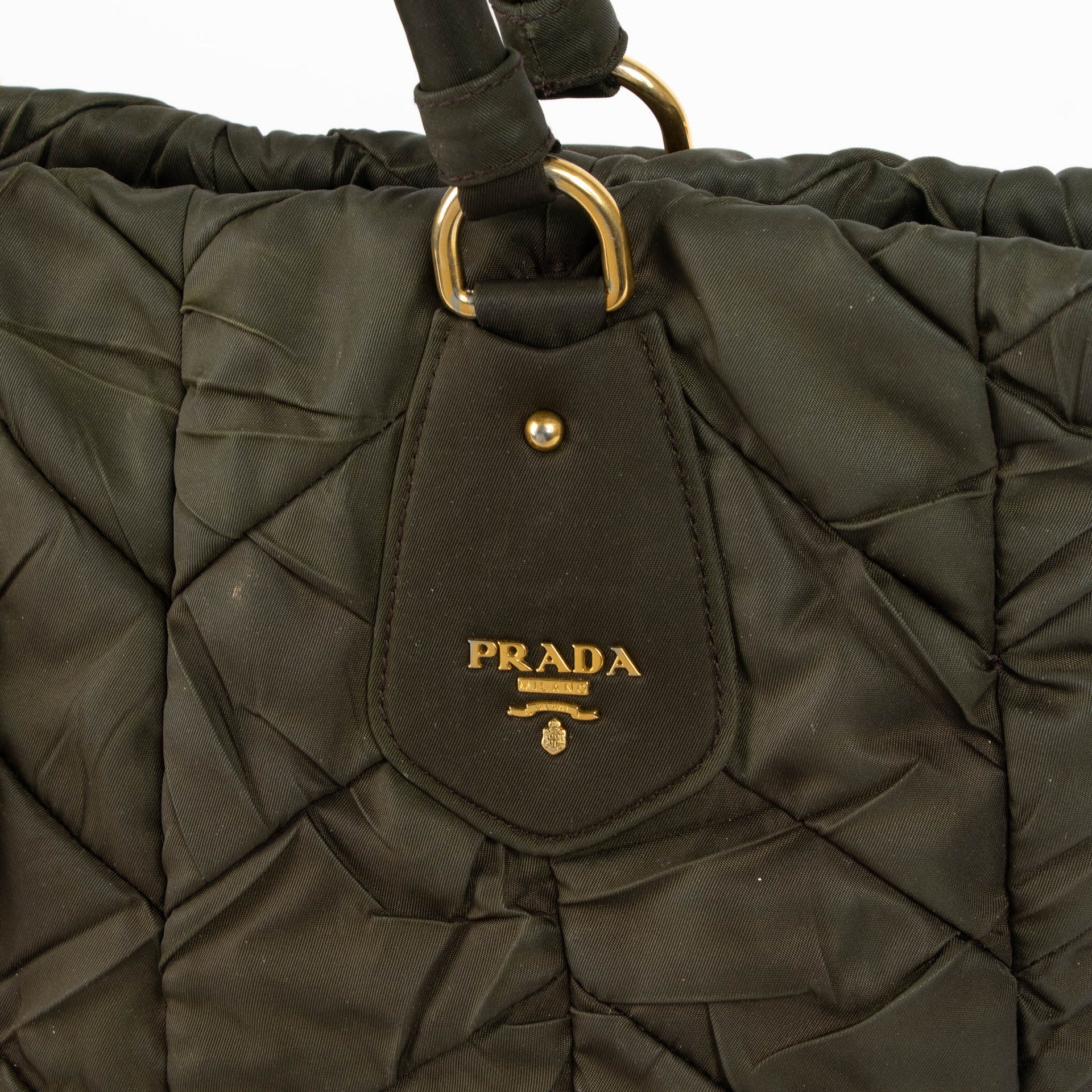 Prada Green Quilted Tessuto Tote Bag