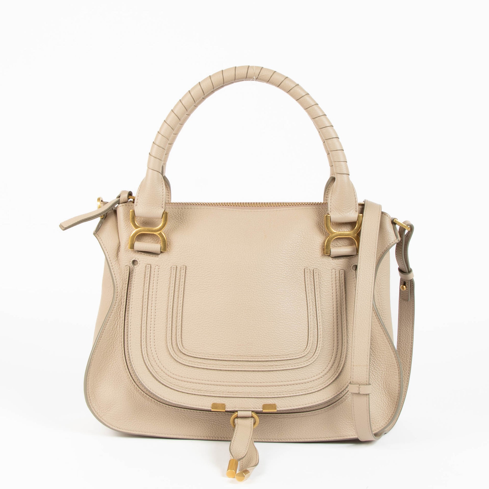 Sac Marcie moyen en cuir beige Chloé