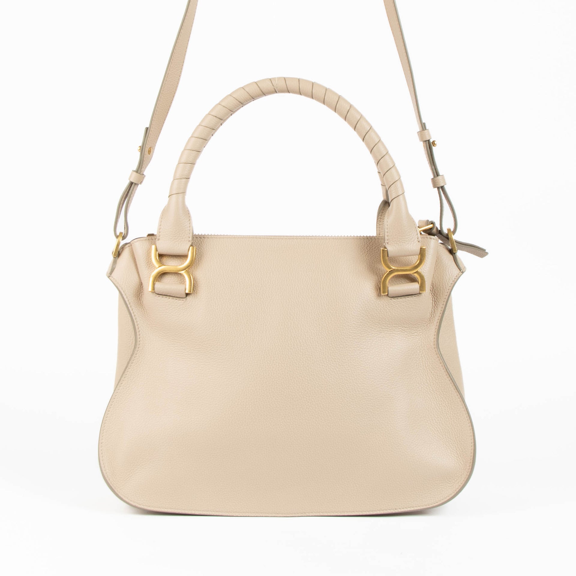 Sac Marcie moyen en cuir beige Chloé