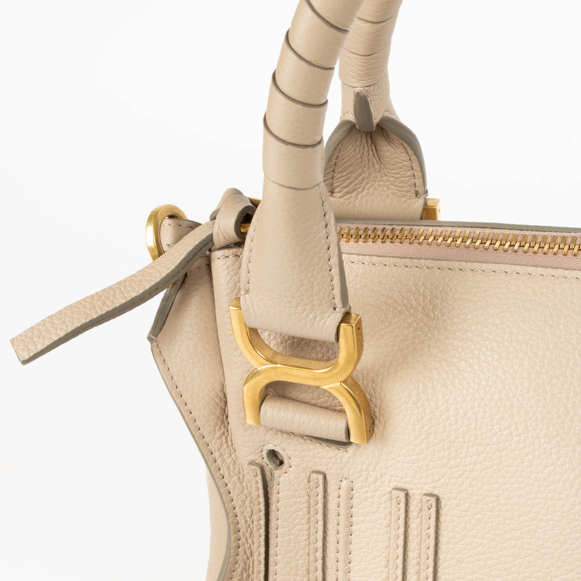 Sac Marcie moyen en cuir beige Chloé