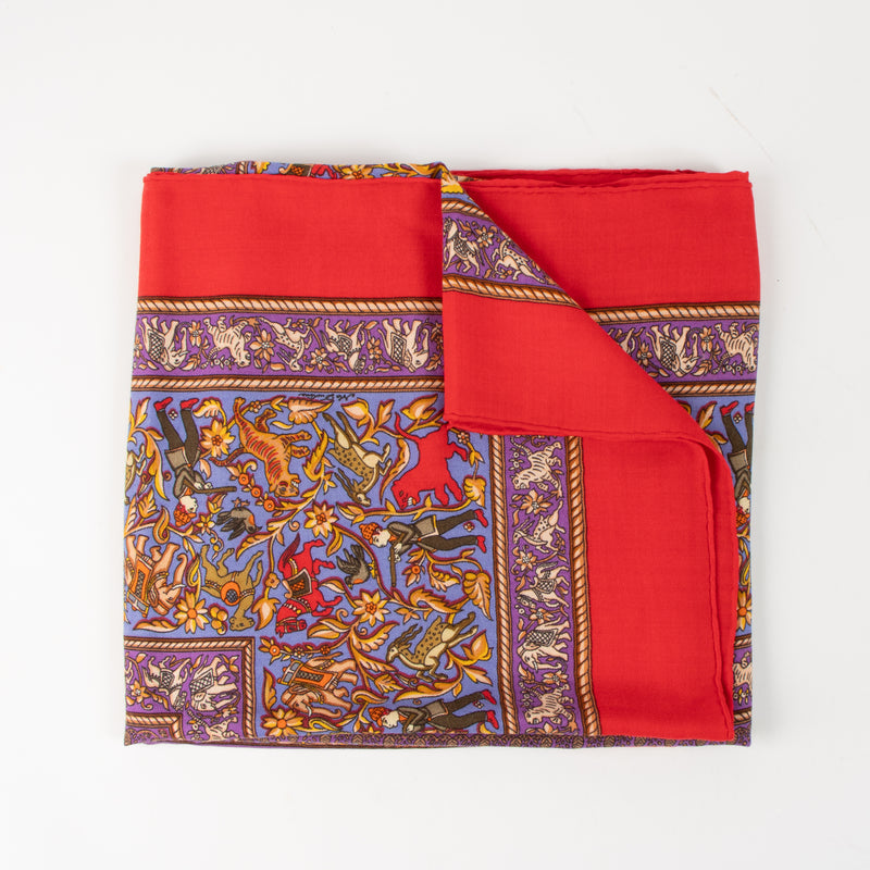Shop this authentic Hermes Red Chasse En Inde 140 Shawl pre-loved by Labellov.com