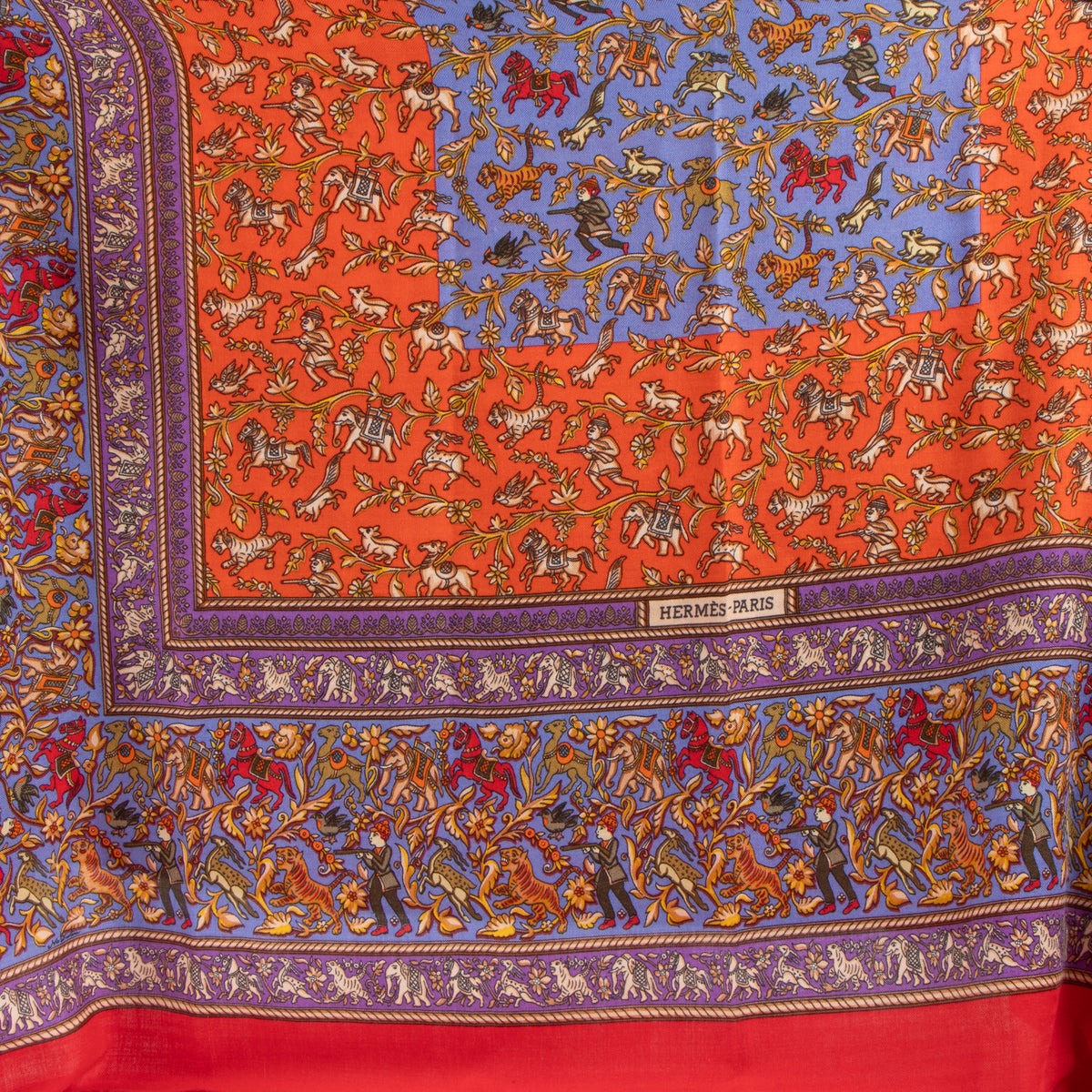 Shop this authentic Hermes Red Chasse En Inde 140 Shawl pre-loved by Labellov.com