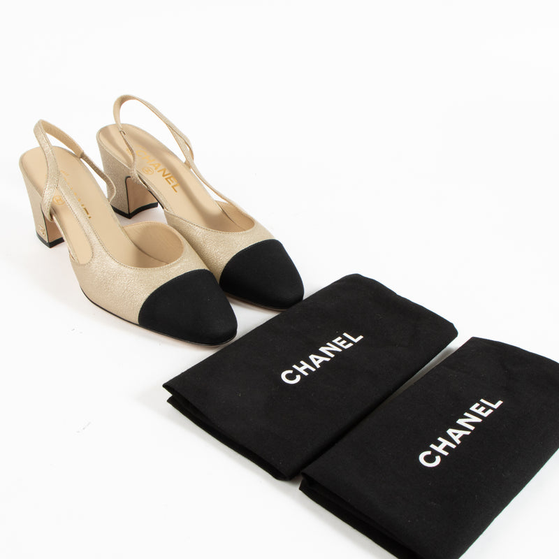 Shop the authentic Chanel Gold Slingbacks on Labellov.com !