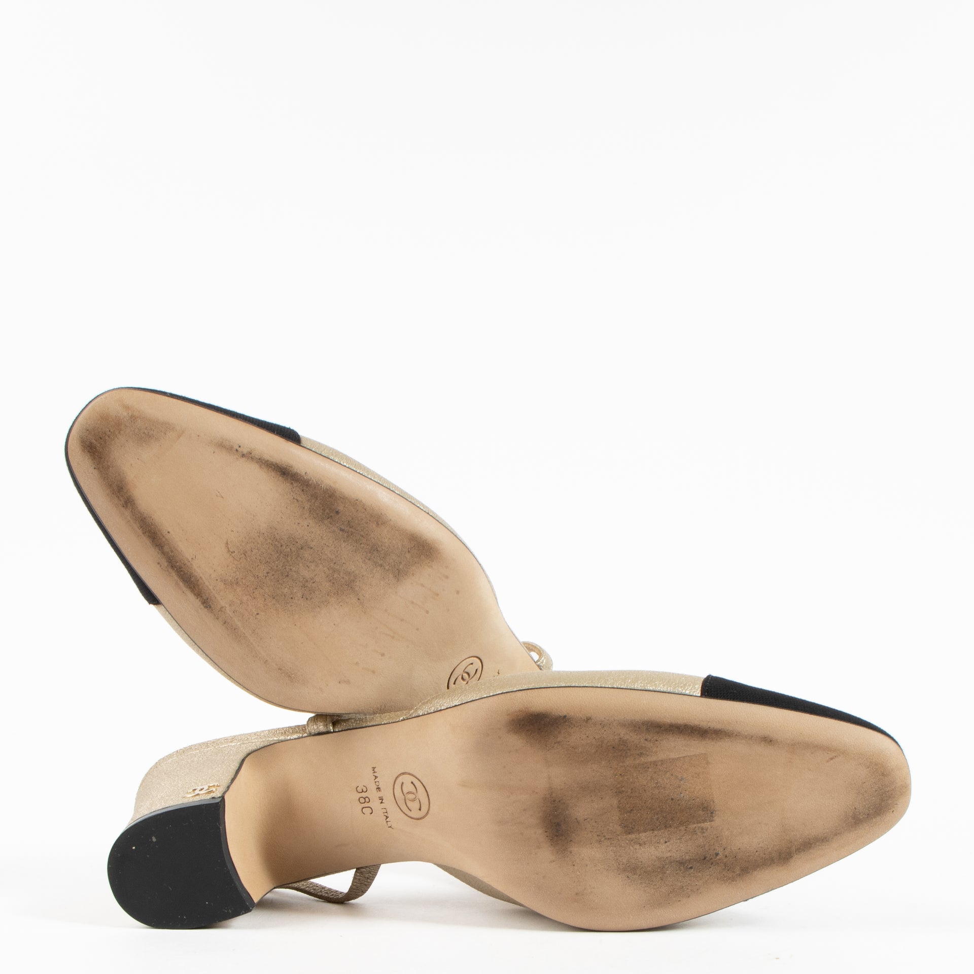 Chanel Gold Slingbacks - Size 38