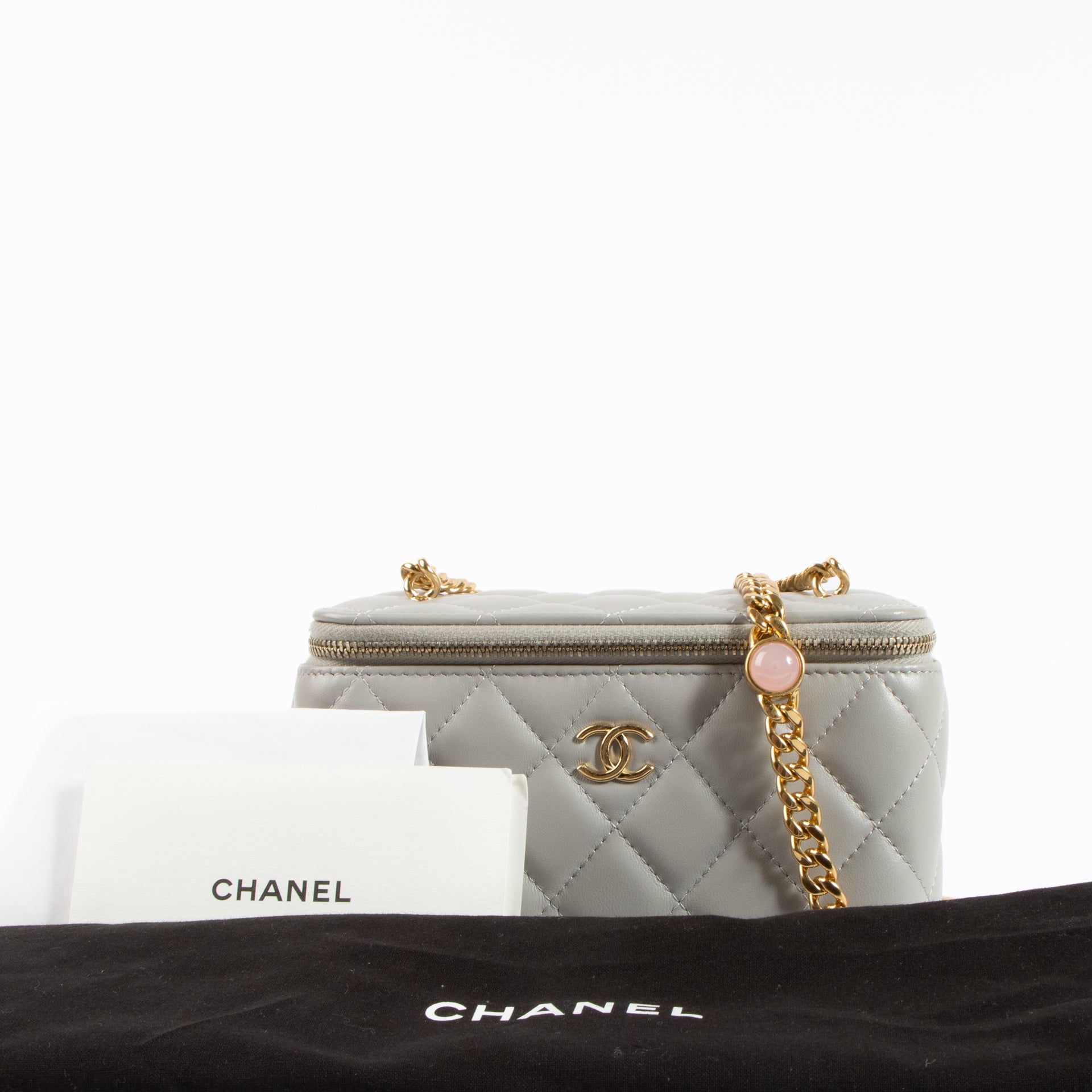 Shop the authentic Chanel Grey Vanity Chain Shoulder Bag on Labellov.com !