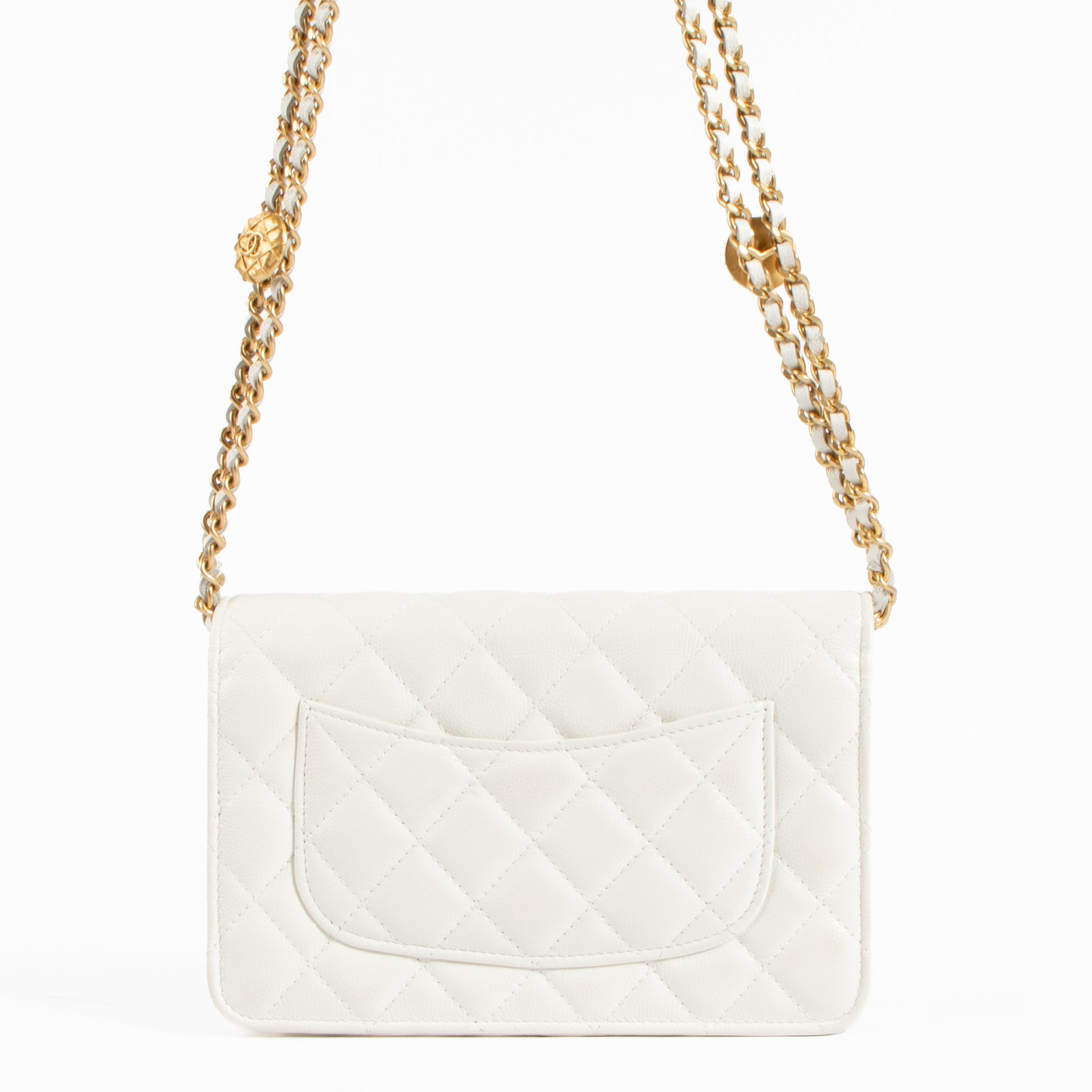 Chanel White Caviar Twist Your Buttons Wallet on Chain