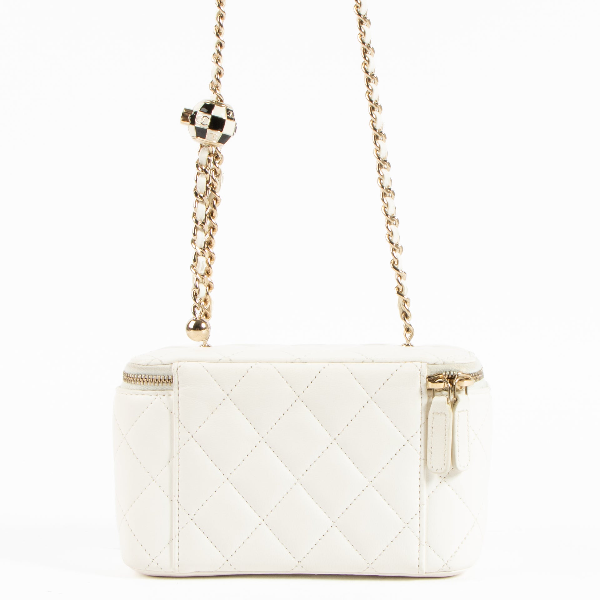 Shop the authentic Chanel White Pearl Crush Vanity Chain Shoulder Bag on Labellov.com !