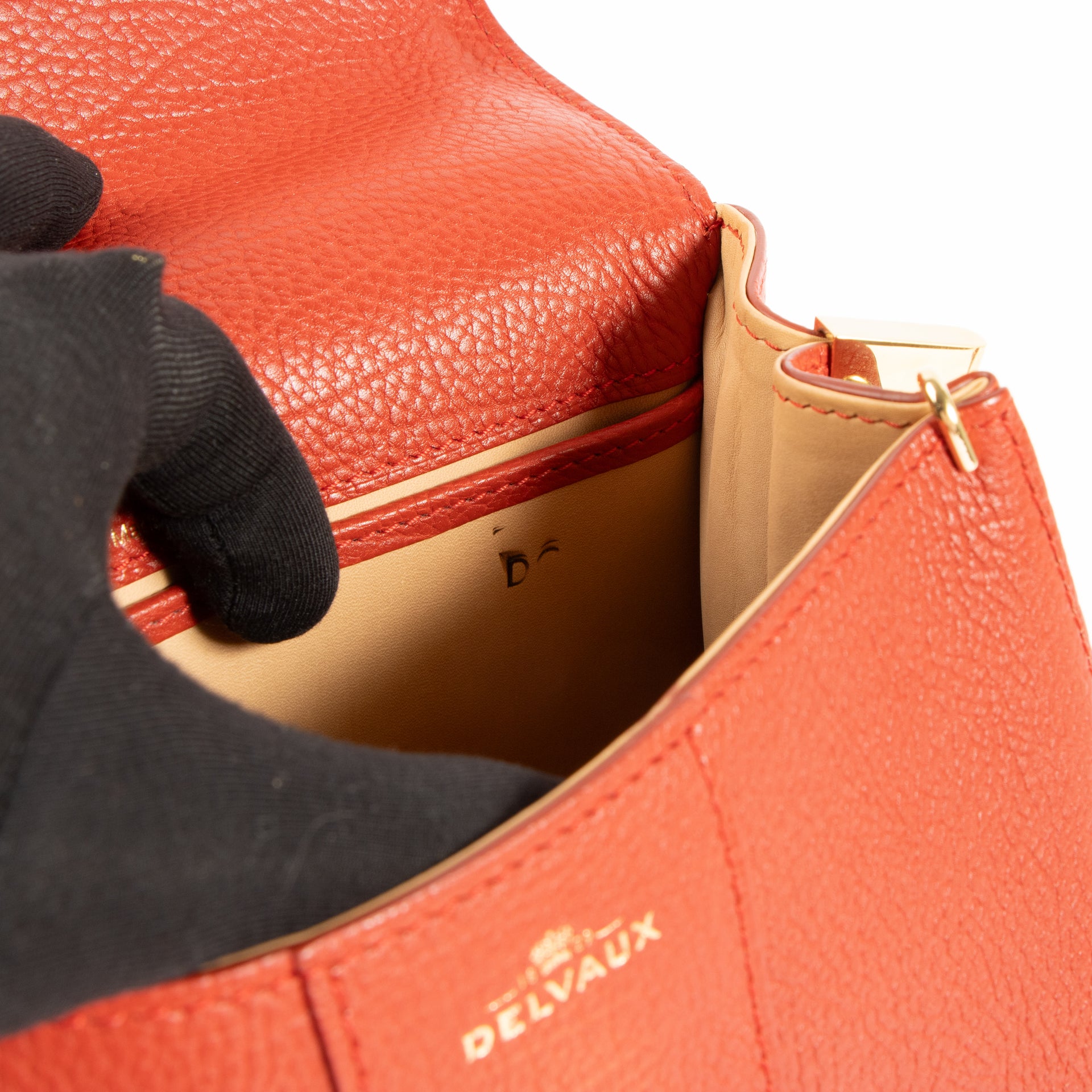 Shop the authentic Delvaux Scarlet Red Metal Glam Brillant Mini Bag on Labellov.com !
