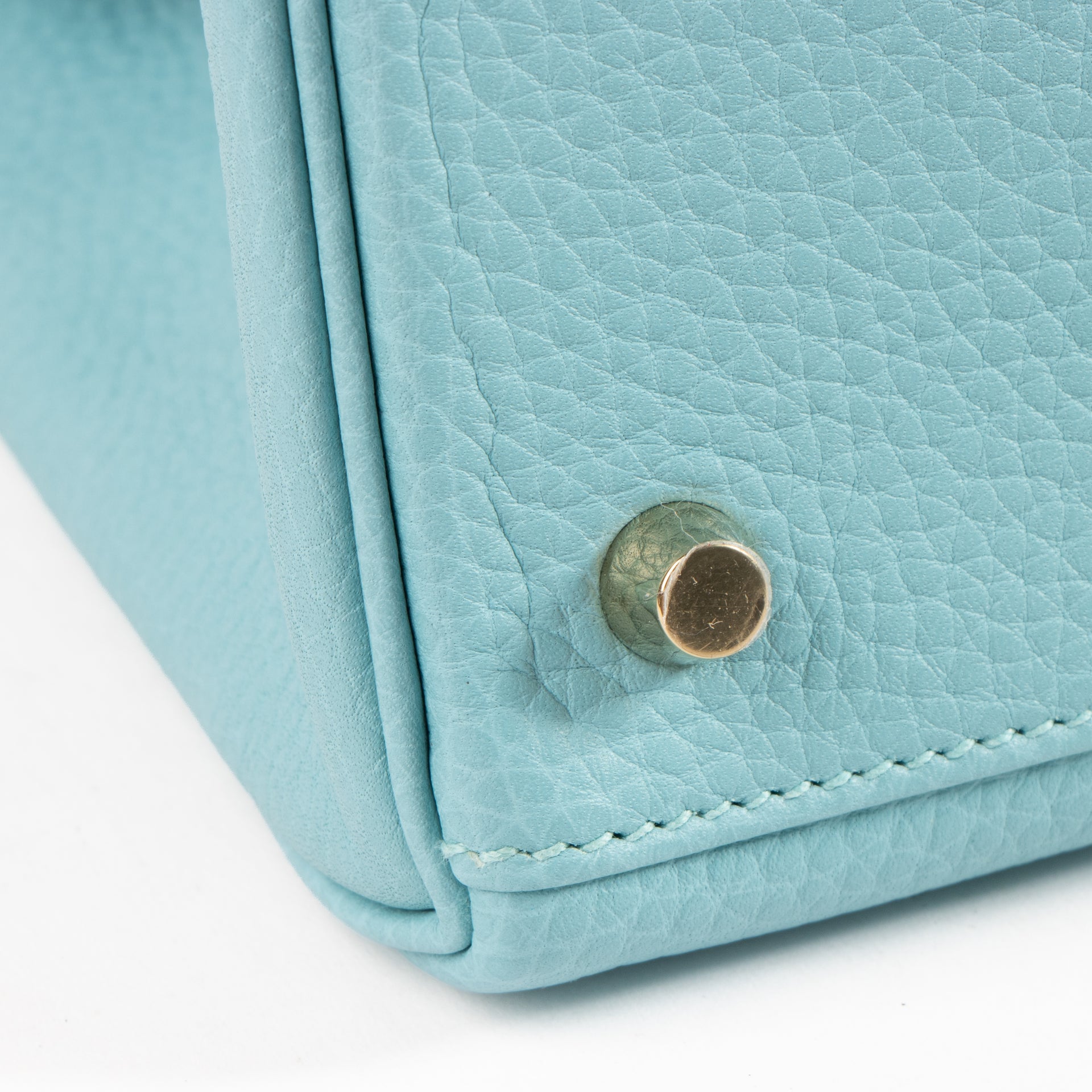 Hermès Kelly 28 Bleu Atoll Clemence GHW