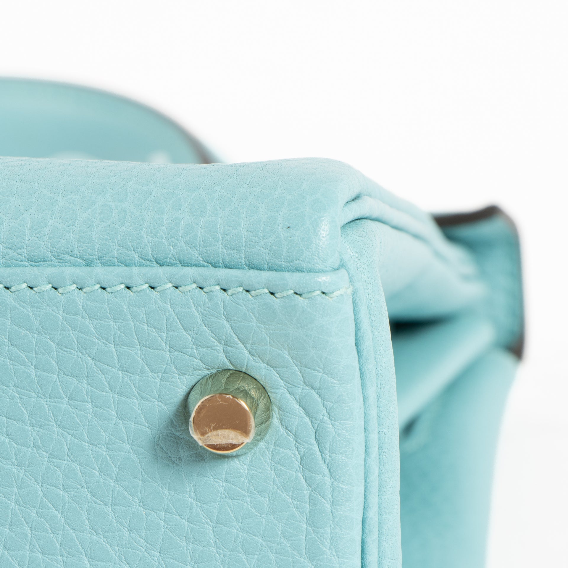 Hermès Kelly 28 Bleu Atoll Clemence GHW
