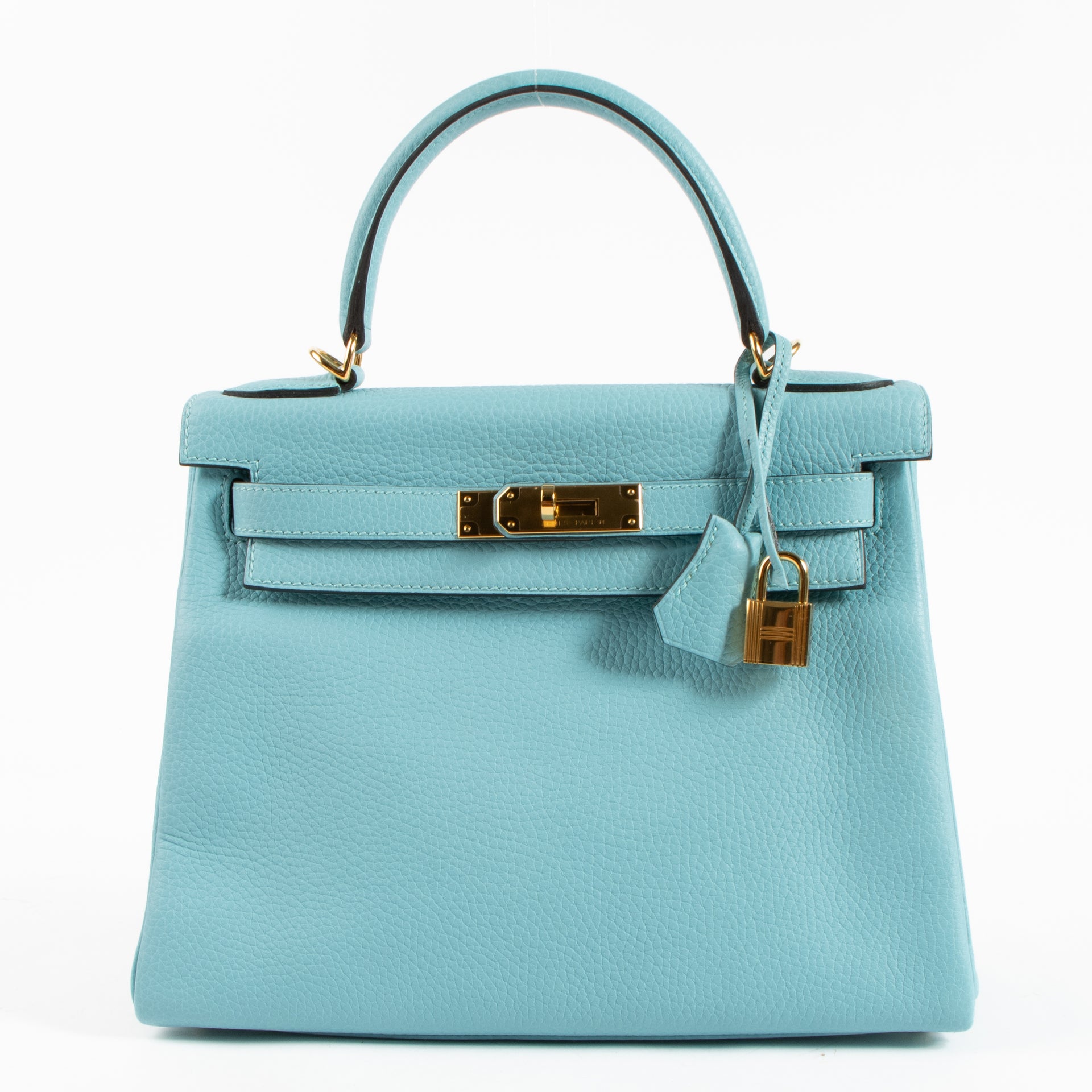 Hermès Kelly 28 Bleu Atoll Clemence GHW