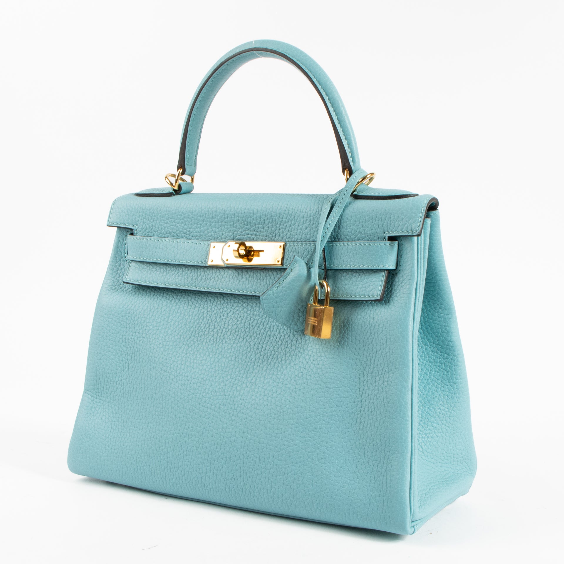 Hermès Kelly 28 Bleu Atoll Clemence GHW