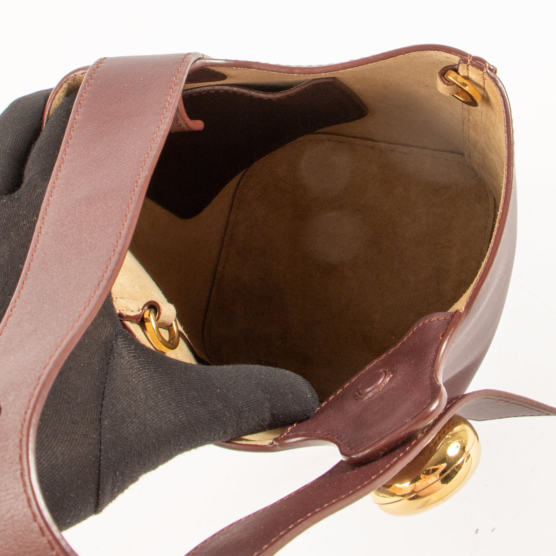 Loewe Burgundy Pebbled Mini Bucket Bag