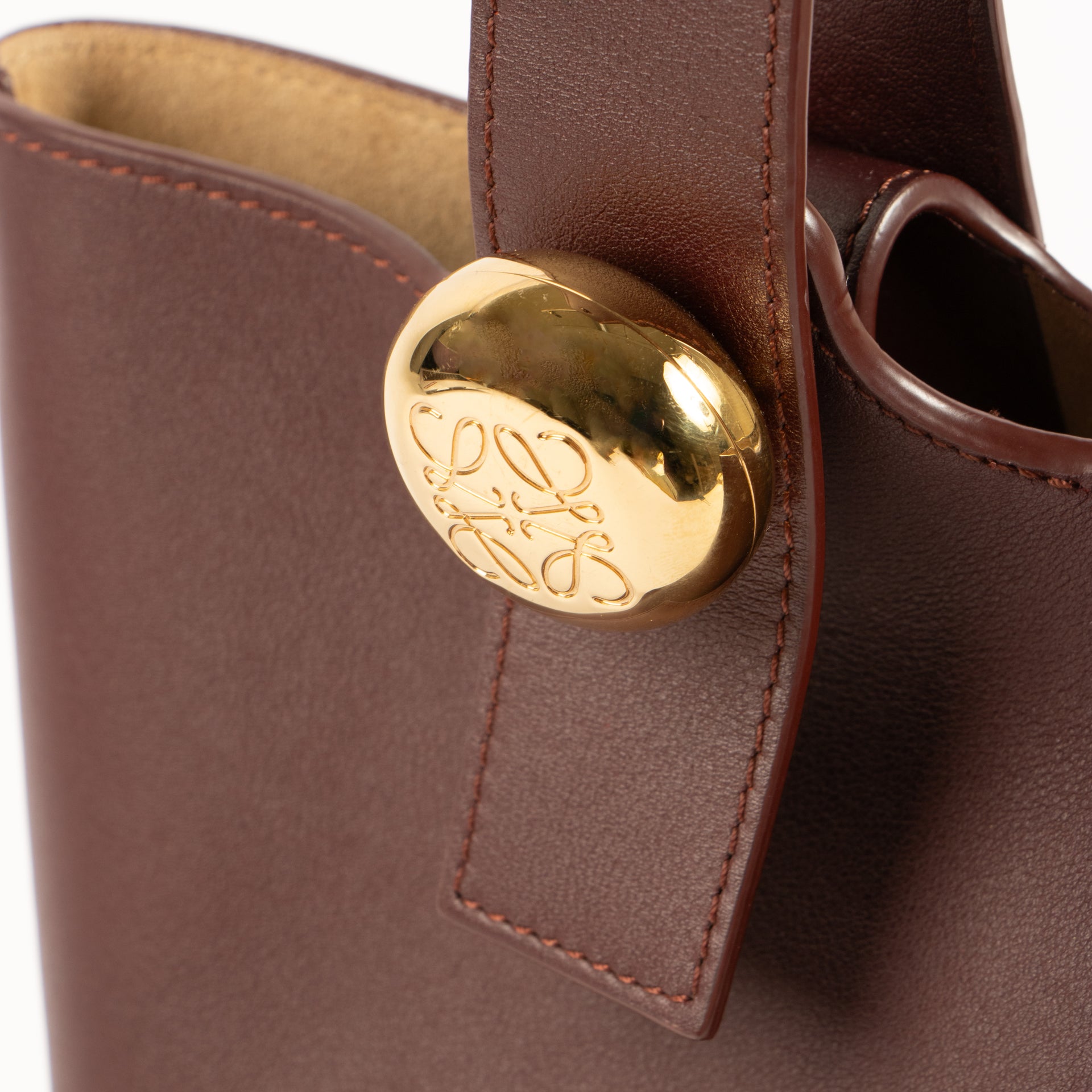 Loewe Burgundy Pebbled Mini Bucket Bag