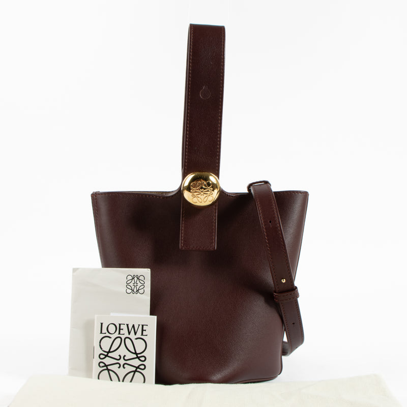Loewe Burgundy Pebbled Mini Bucket Bag