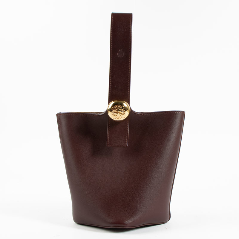 Loewe Burgundy Pebbled Mini Bucket Bag