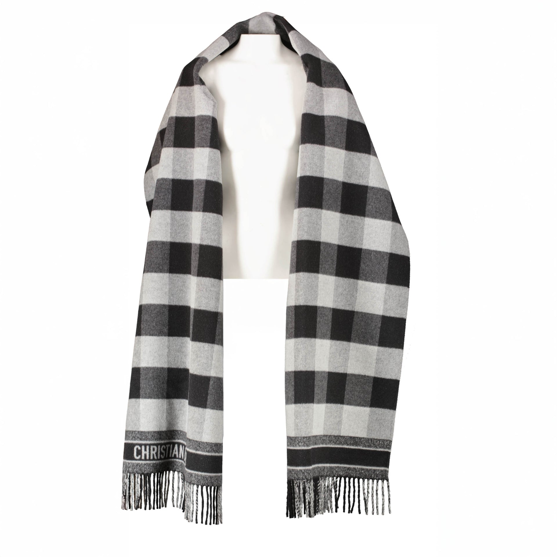 Christian Dior Gilet Écharpe Check'n'Dior Gris Blanc - Taille L