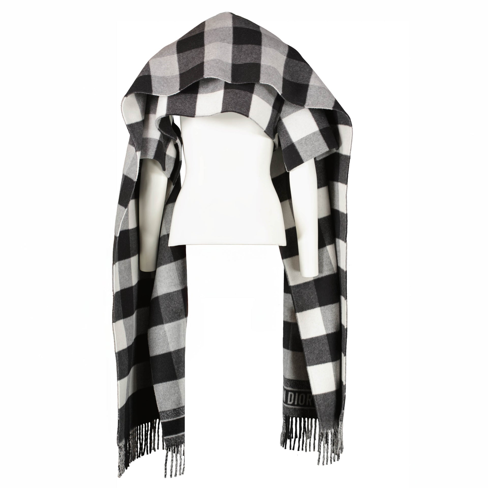 Christian Dior Gilet Écharpe Check'n'Dior Gris Blanc - Taille L