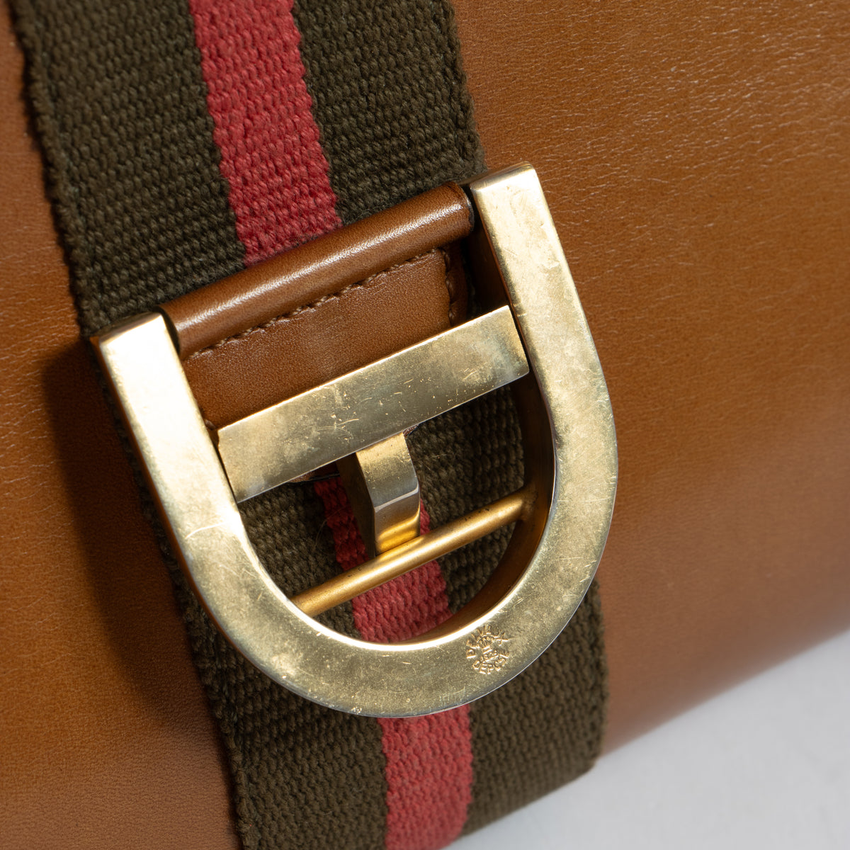 Shop this authentic Delvaux 1970s Camel Box Calf Striped Brillant MM Pre-loved on Labellov.com