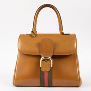 Shop this authentic Delvaux 1970s Camel Box Calf Striped Brillant MM Pre-loved on Labellov.com