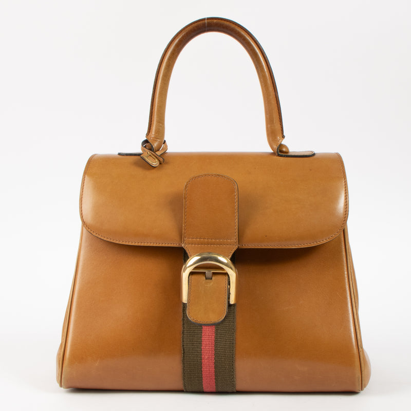 Shop this authentic Delvaux 1970s Camel Box Calf Striped Brillant MM Pre-loved on Labellov.com
