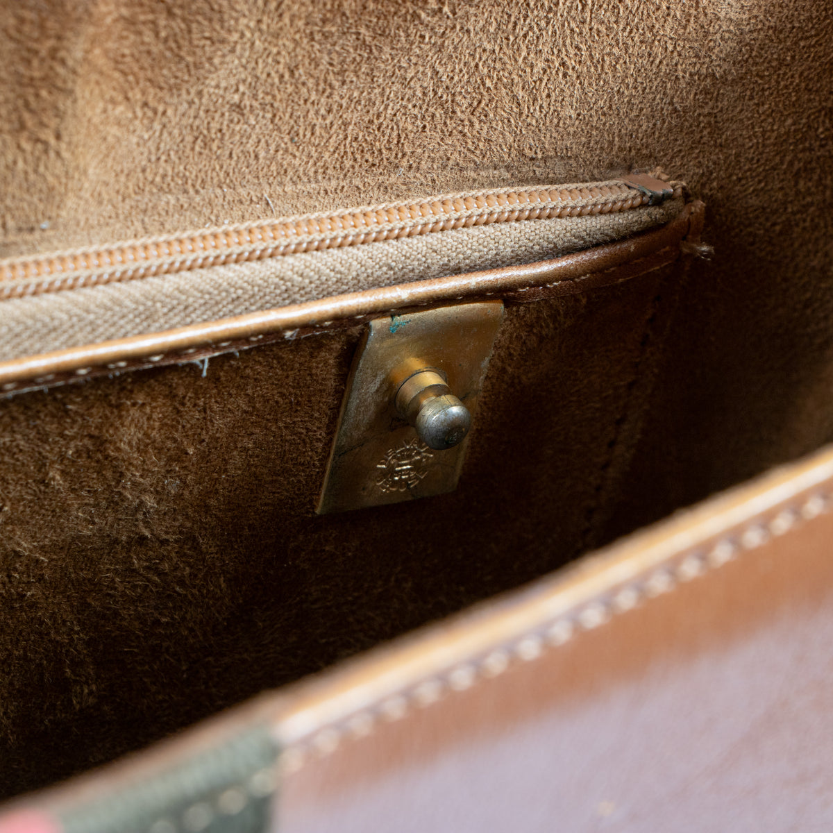 Shop this authentic Delvaux 1970s Camel Box Calf Striped Brillant MM Pre-loved on Labellov.com