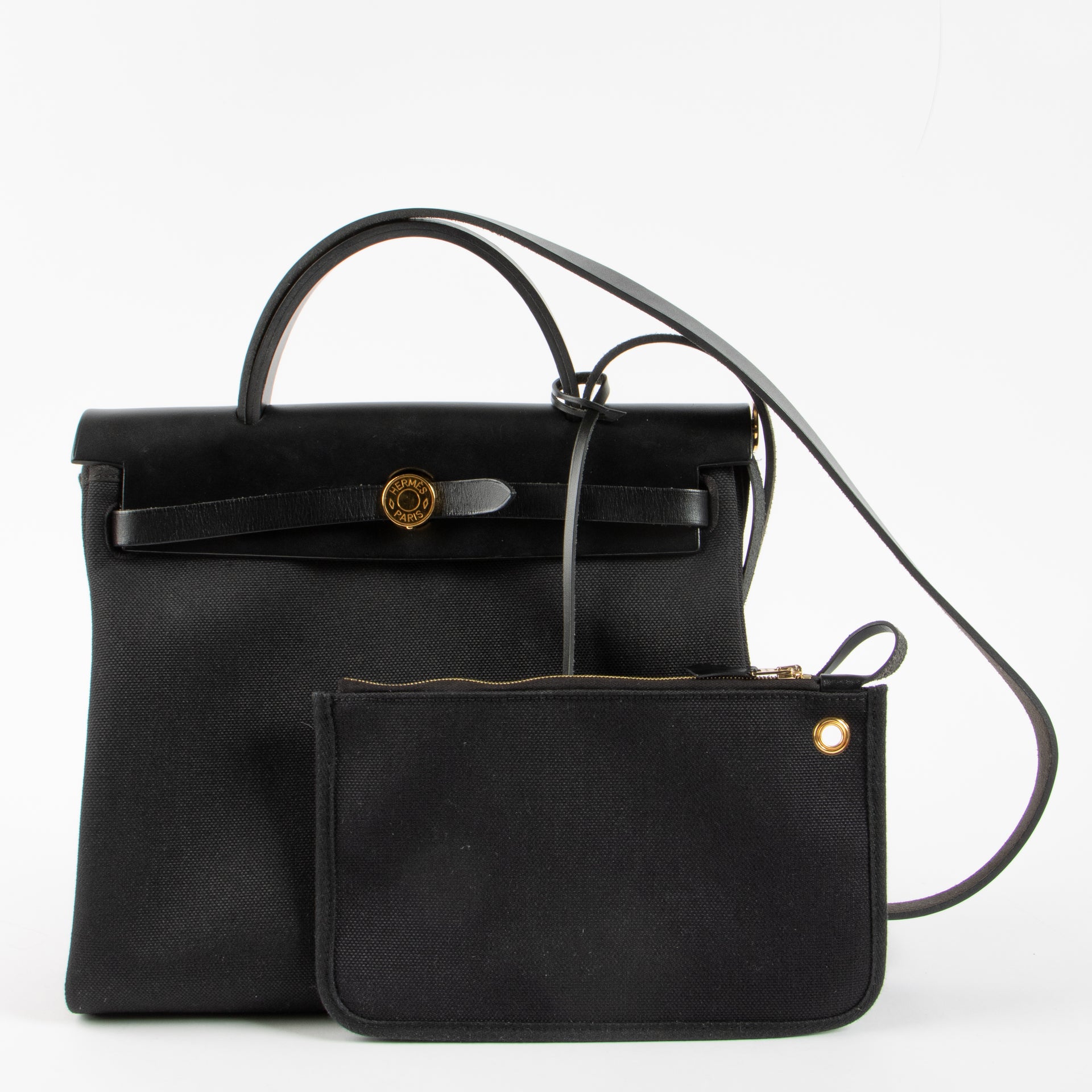 Hermès Herbag Zip 31 Black Toile Militaire/Hunter GHW