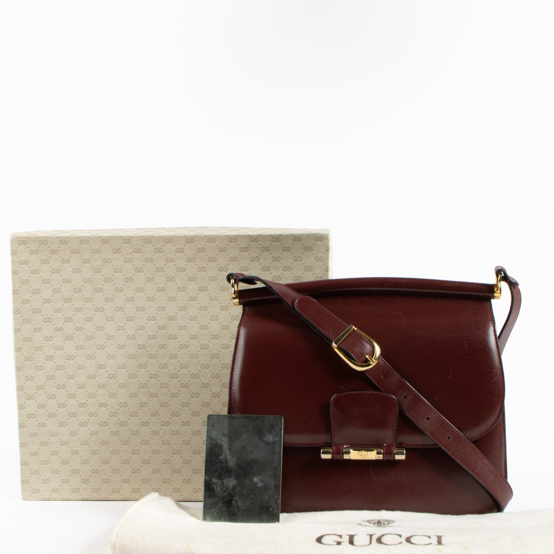 Gucci Vintage Burgundy Leather Shoulder Bag
