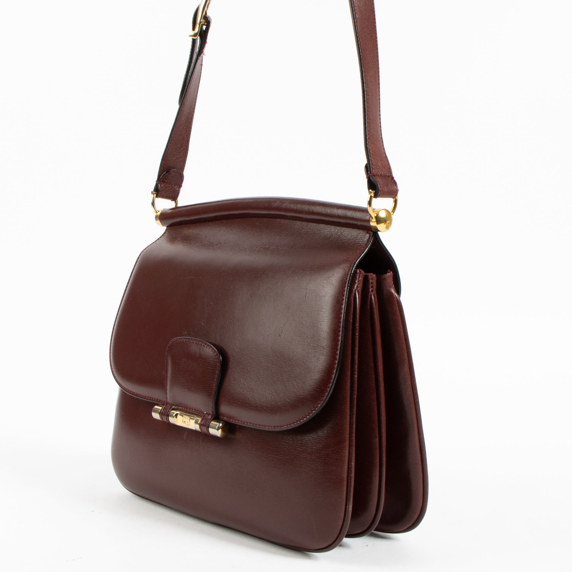 Gucci Vintage Burgundy Leather Shoulder Bag